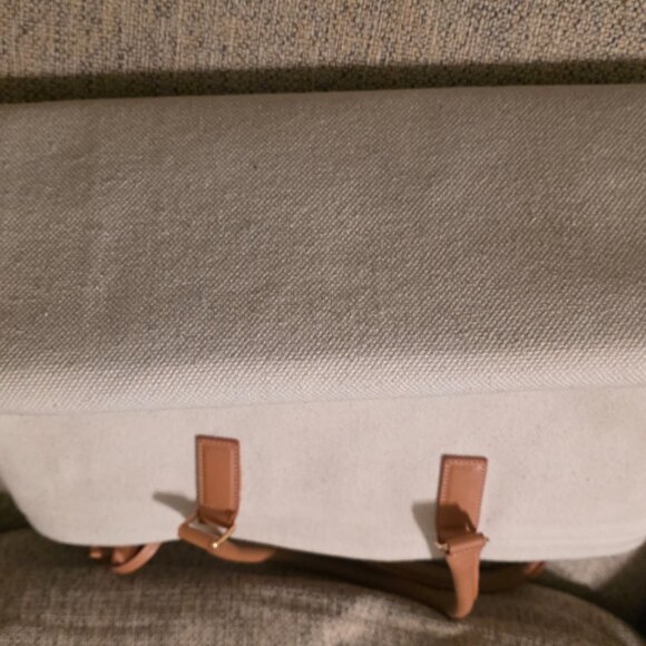 CELINE Horizontal Cabas Tote Hand Bag, Canvas Calf Skin, White, DISCONTINUED - Picture 3 of 6